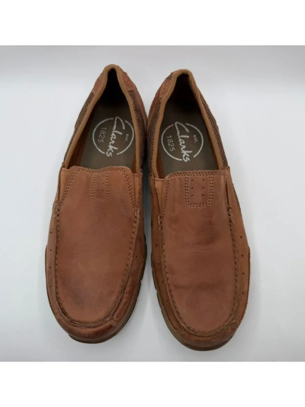 Clarks Ramada Spanish Loafers Men Size 9.5M Brown Leather Casual Slip-on Shoes